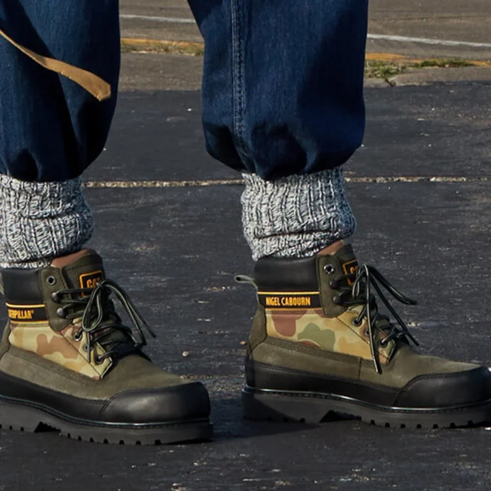 NEW $225 Caterpillar Footwear x Nigel Cabourn Utah Boots! Camo & Black P110959